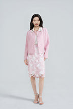Exquisitely Tailored Bead-Embroidered Pink Coat