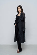 Sheer Lace-Embroidered Trench Coat