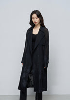 Sheer Lace-Embroidered Trench Coat
