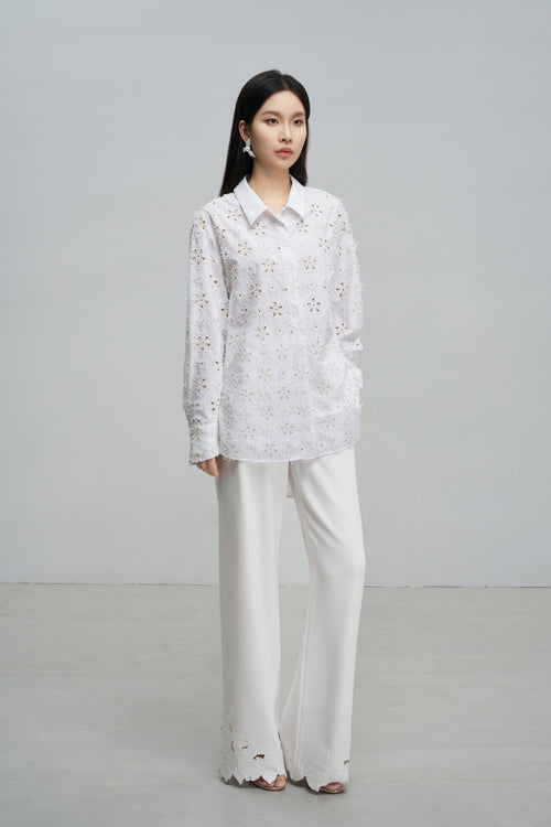 Exquisitely Tailored Cutout Blouse