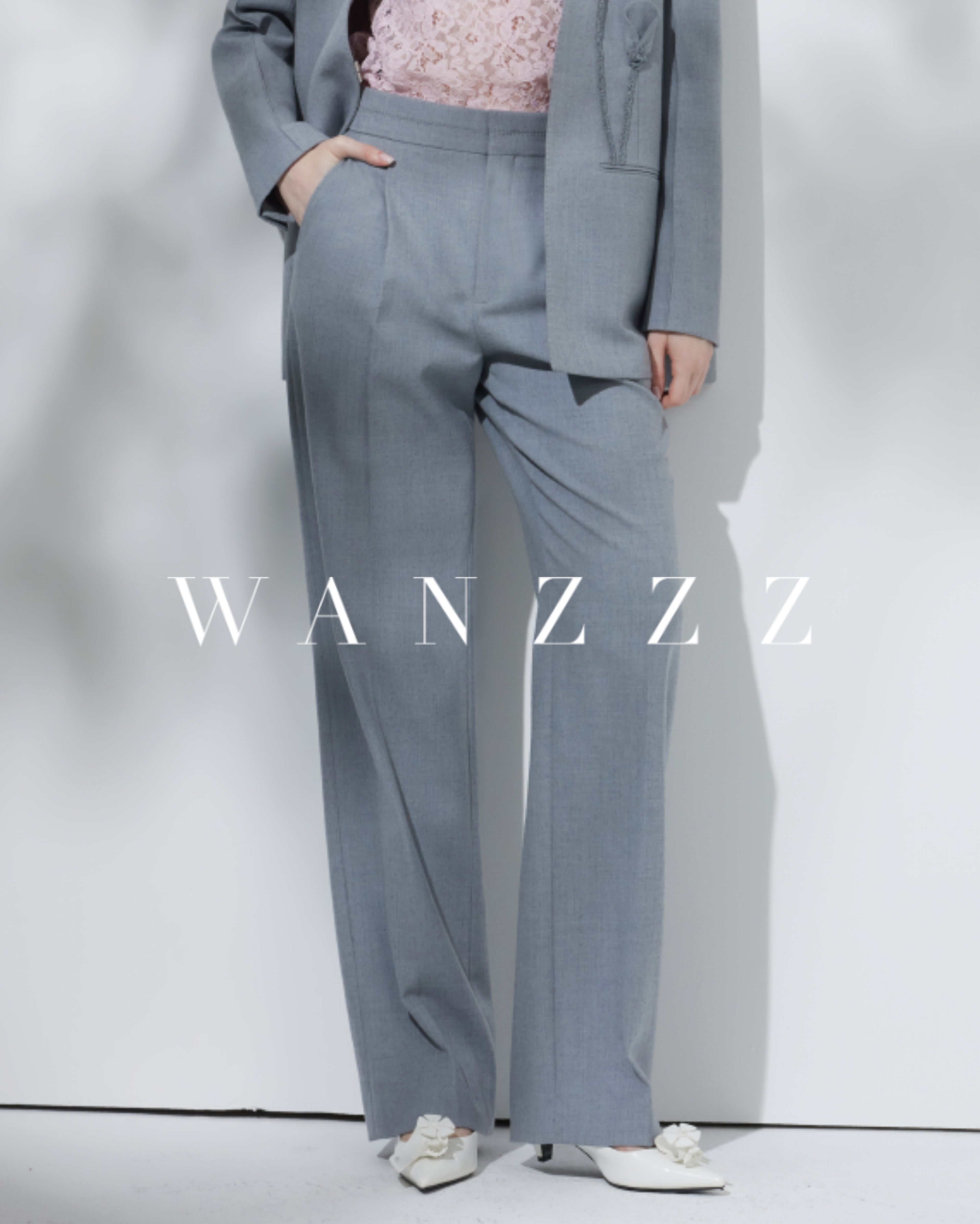 灰色羊毛西装裤