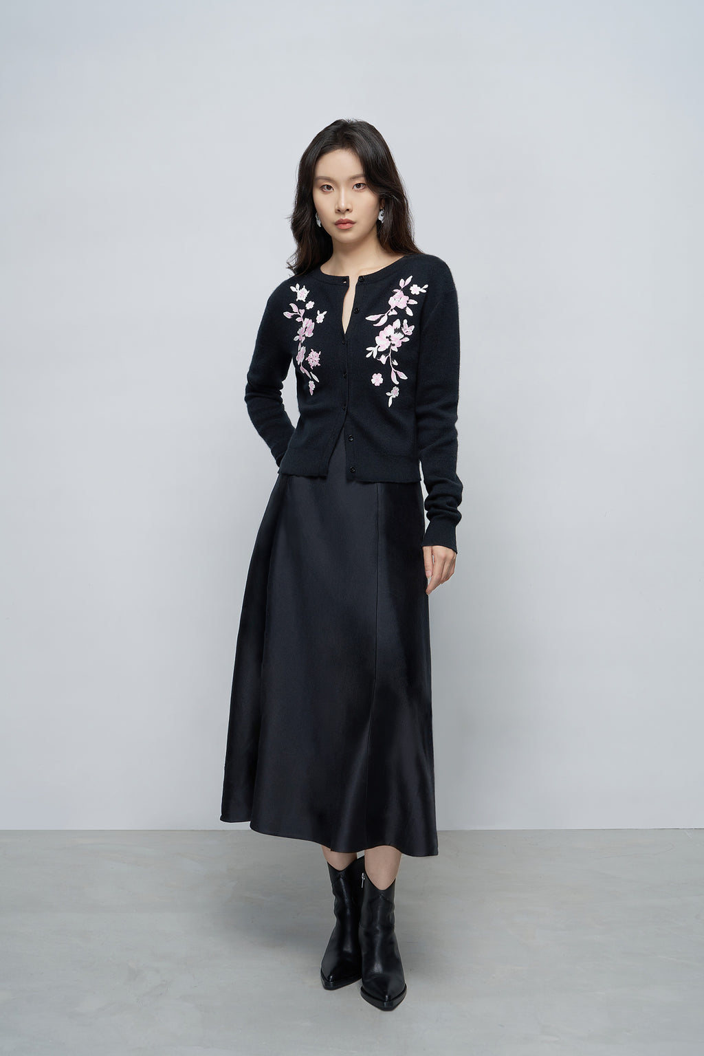 Two-Tone Embroidered Cardigan
