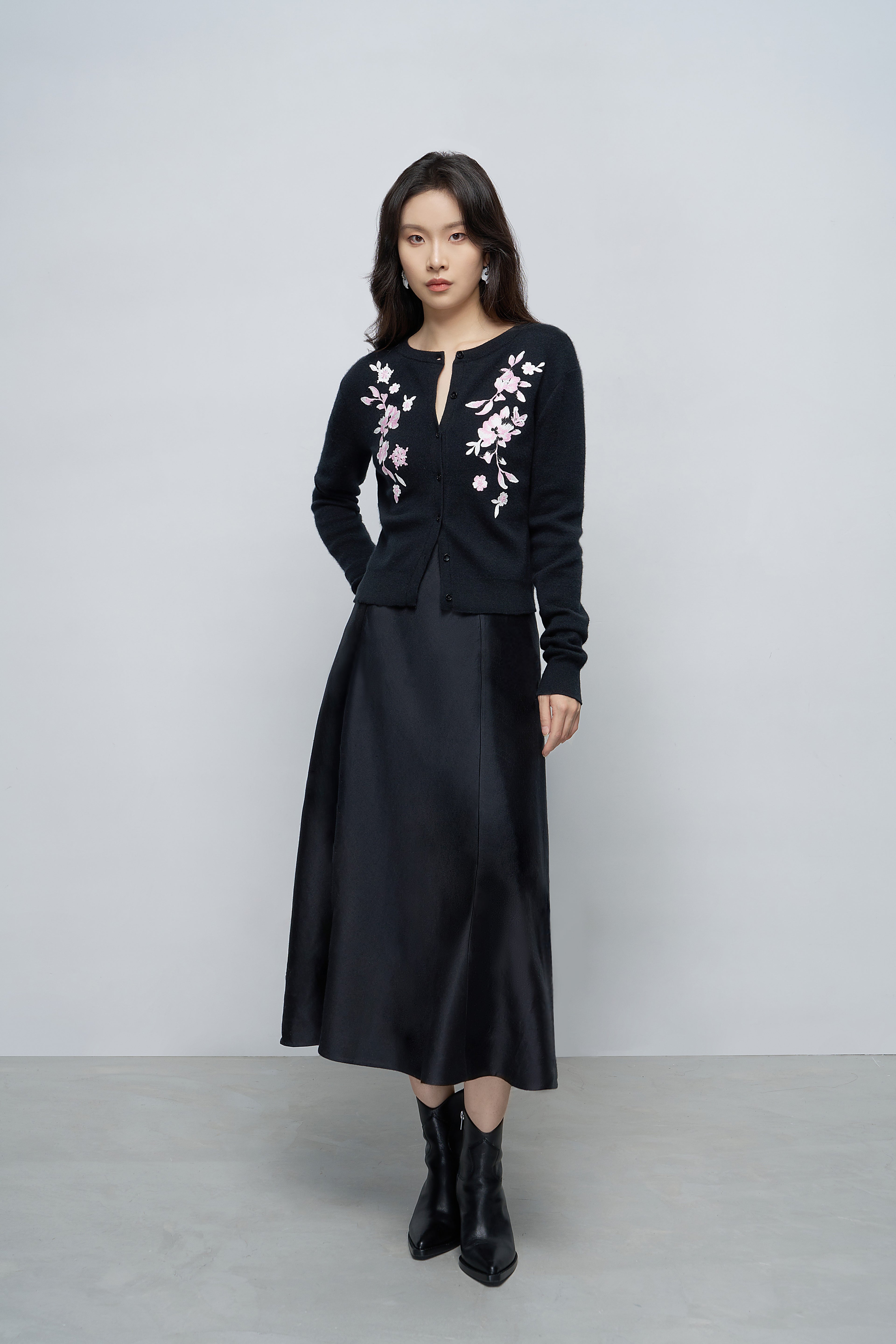 Two-Tone Embroidered Cardigan