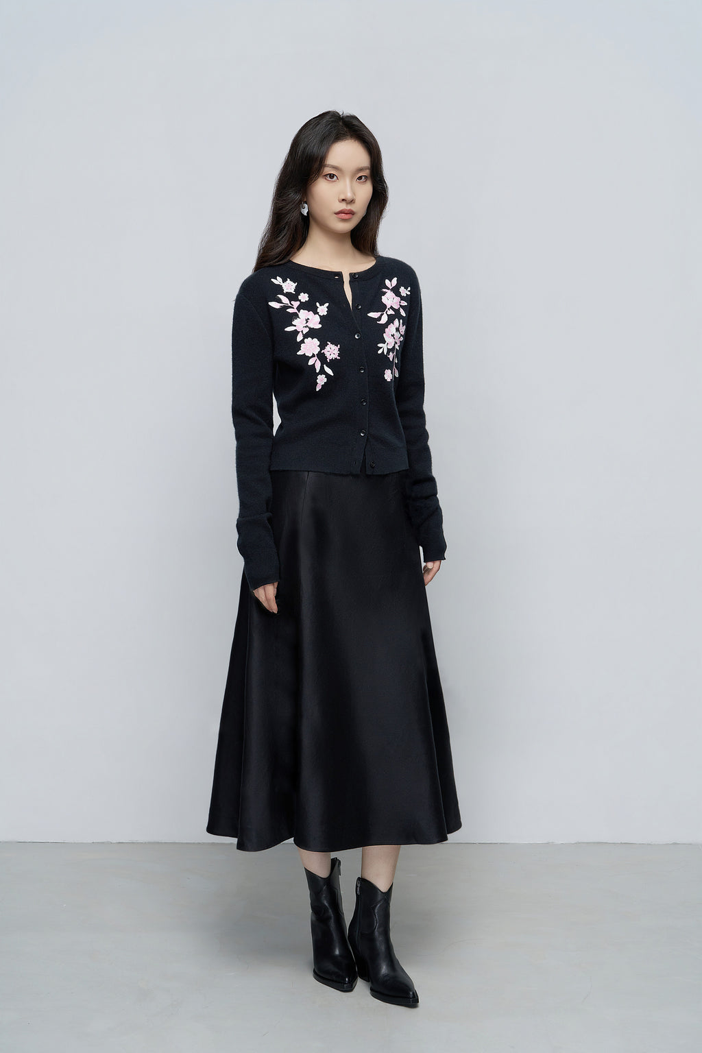 Two-Tone Embroidered Cardigan
