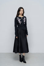 Two-Tone Embroidered Cardigan