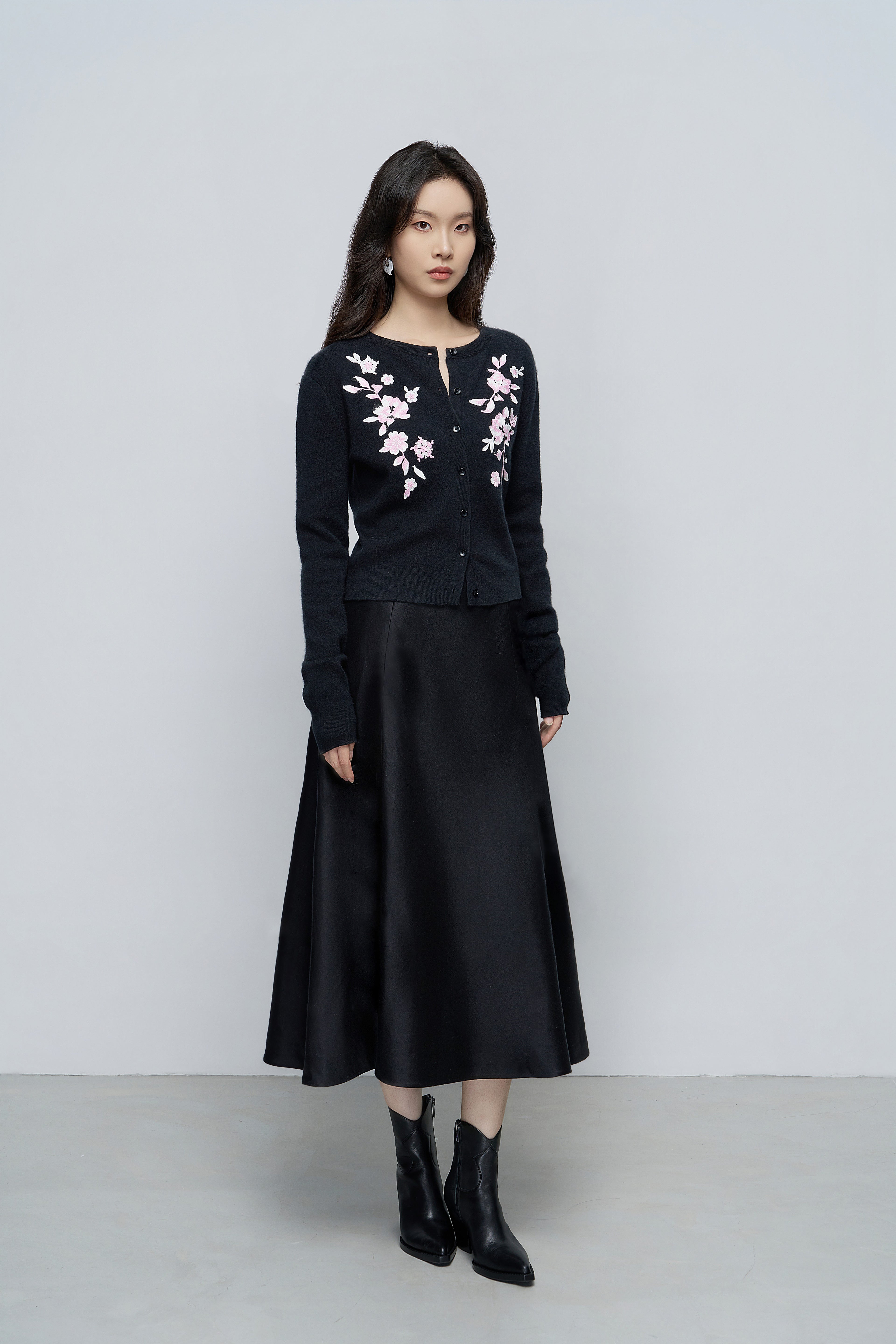 Two-Tone Embroidered Cardigan