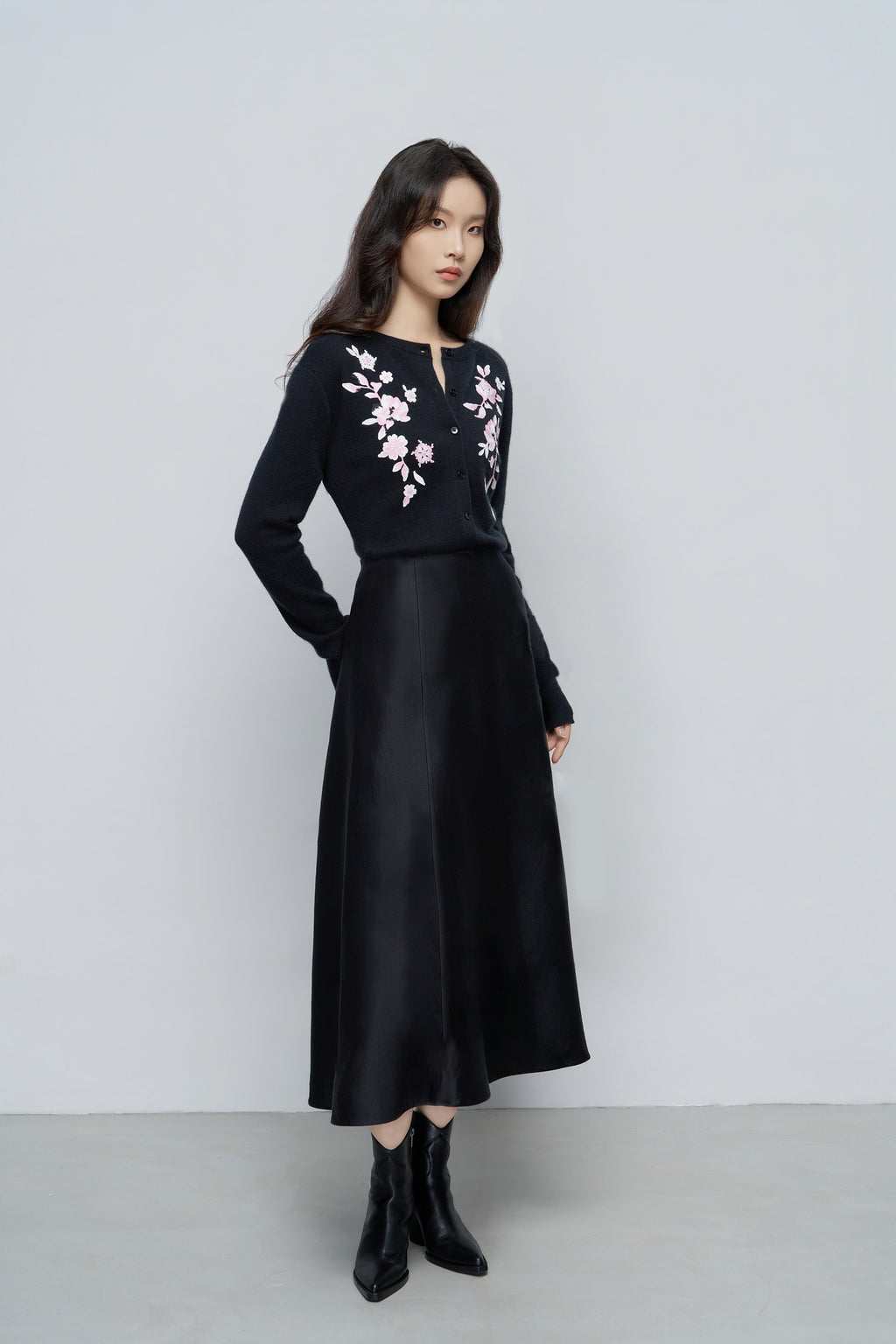 Two-Tone Embroidered Cardigan