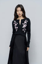 Two-Tone Embroidered Cardigan