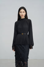 Elegant Tailored Pleated Blouse