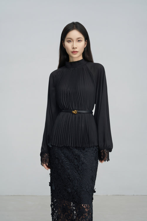Elegant Tailored Pleated Blouse