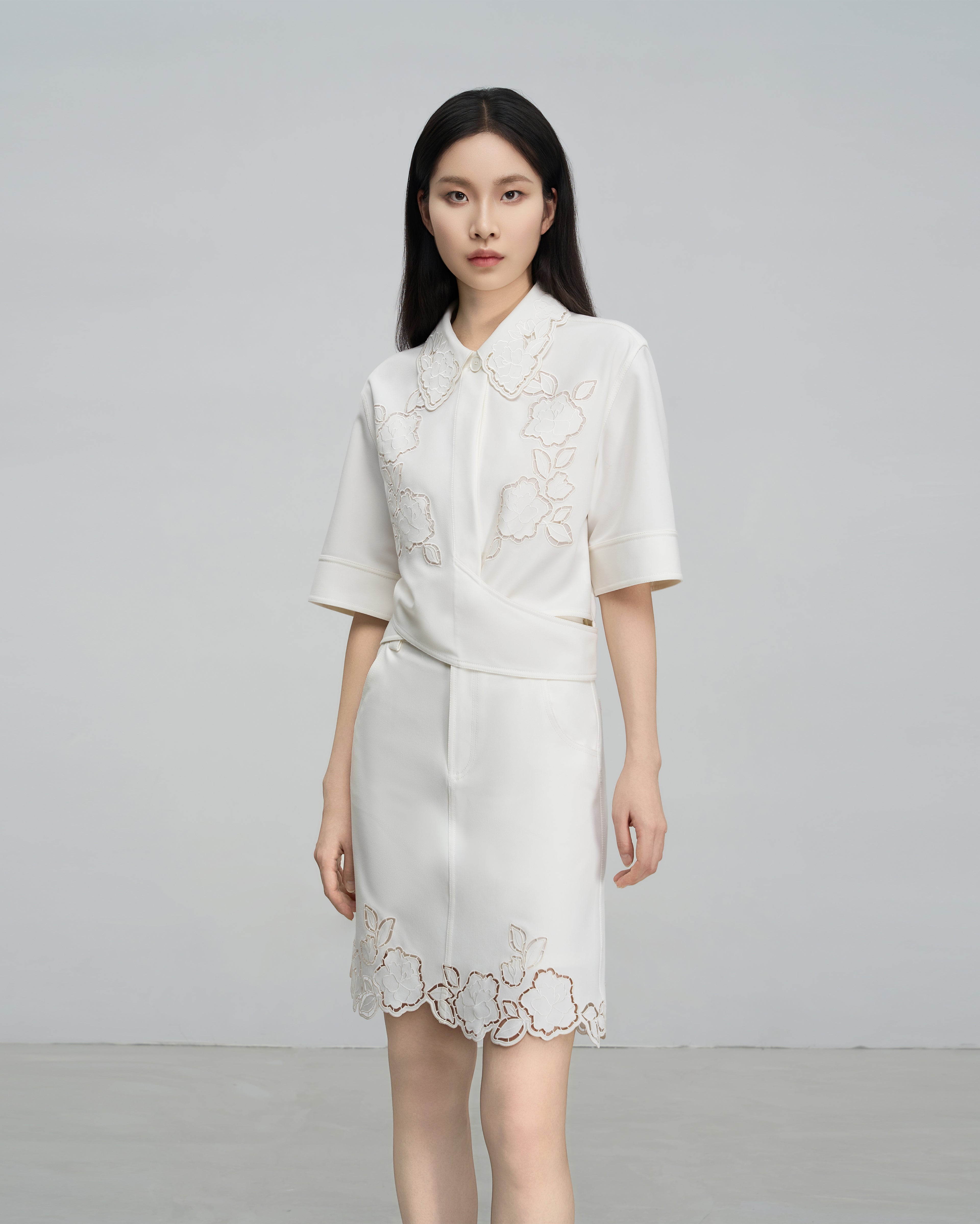 Cutout Embroidered Blouse