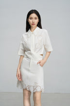 Cutout Embroidered Blouse