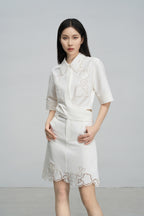 Cutout Embroidered Blouse