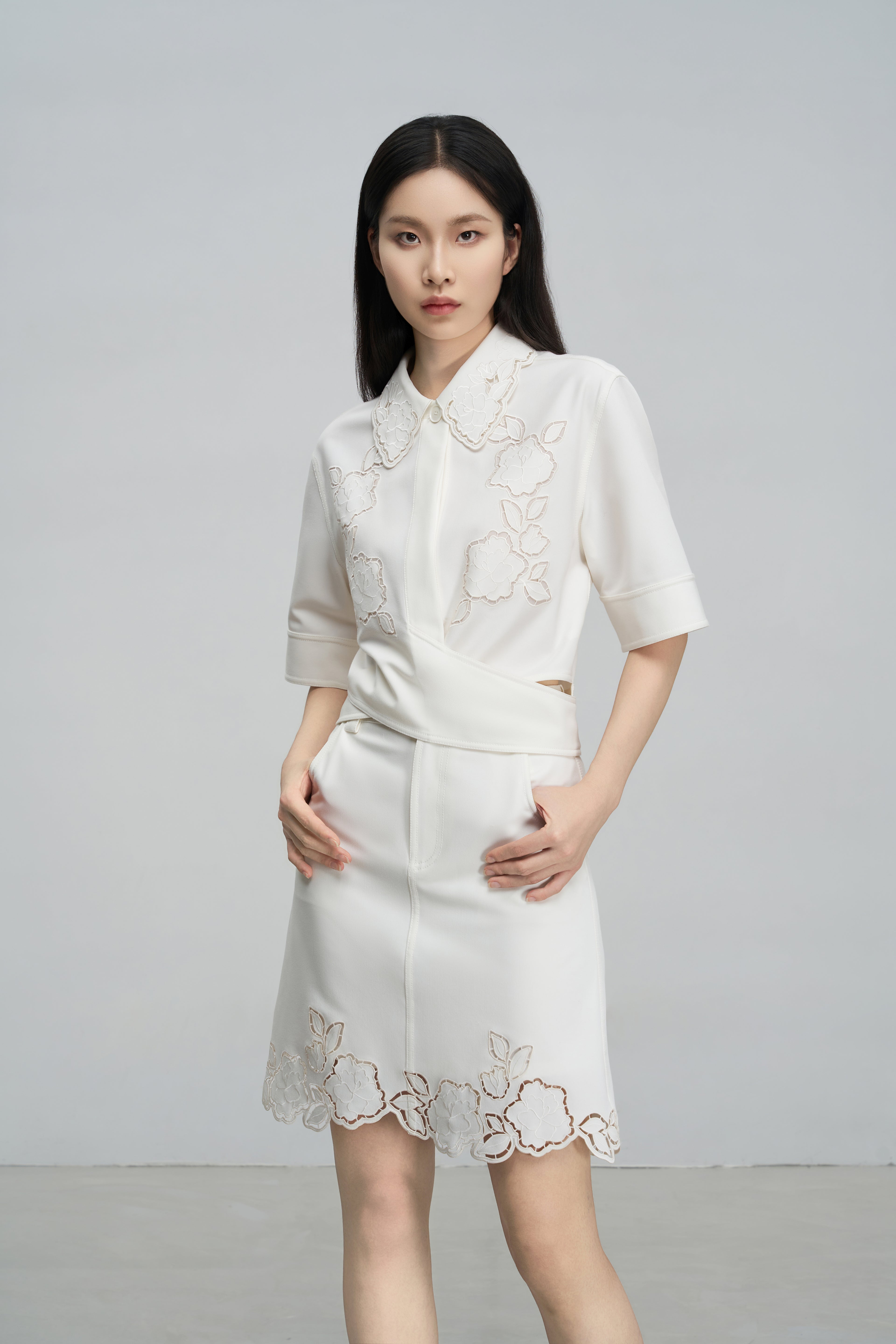 Cutout Embroidered Blouse