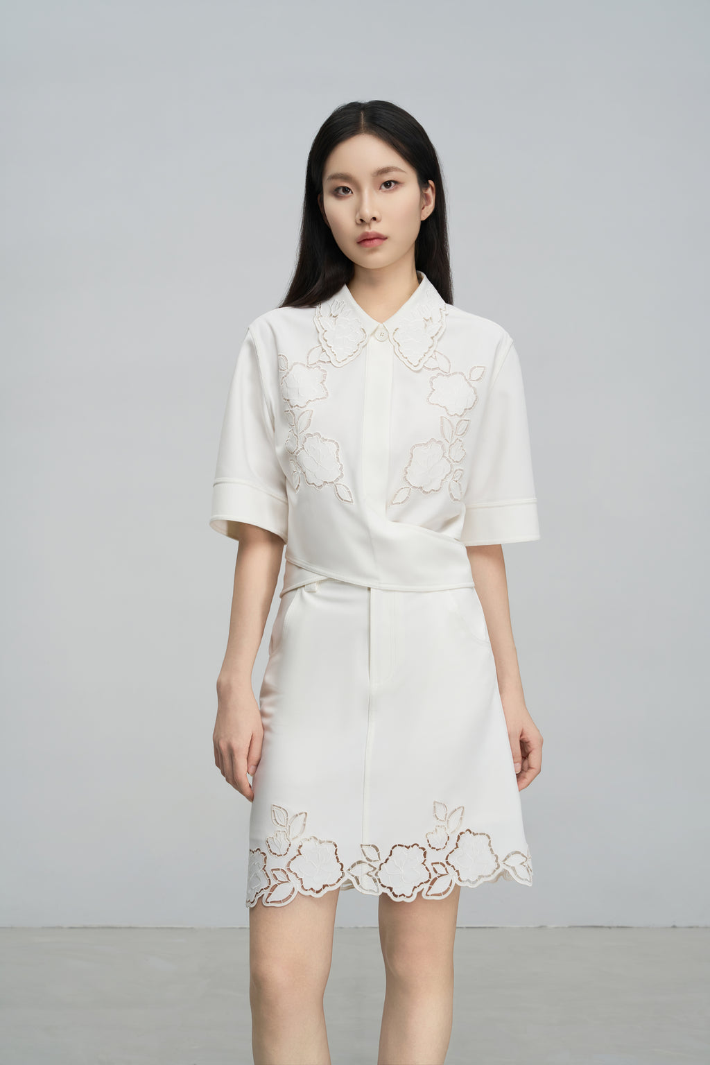 Cutout Embroidered Blouse