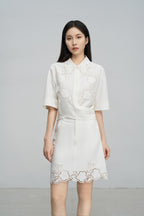 Cutout Embroidered Blouse