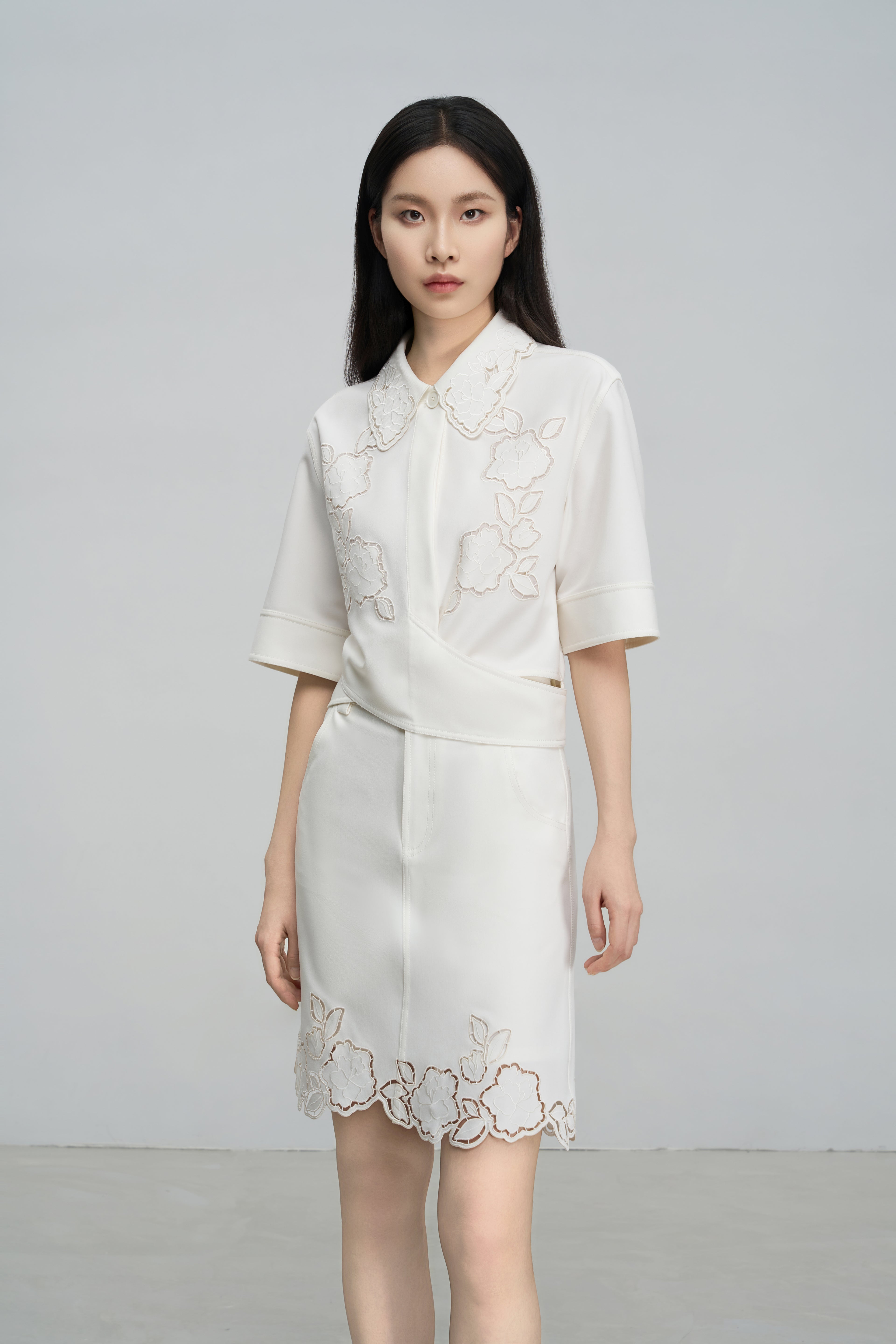 Cutout Embroidered Blouse