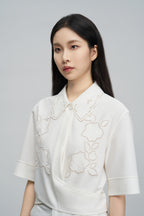 Cutout Embroidered Blouse