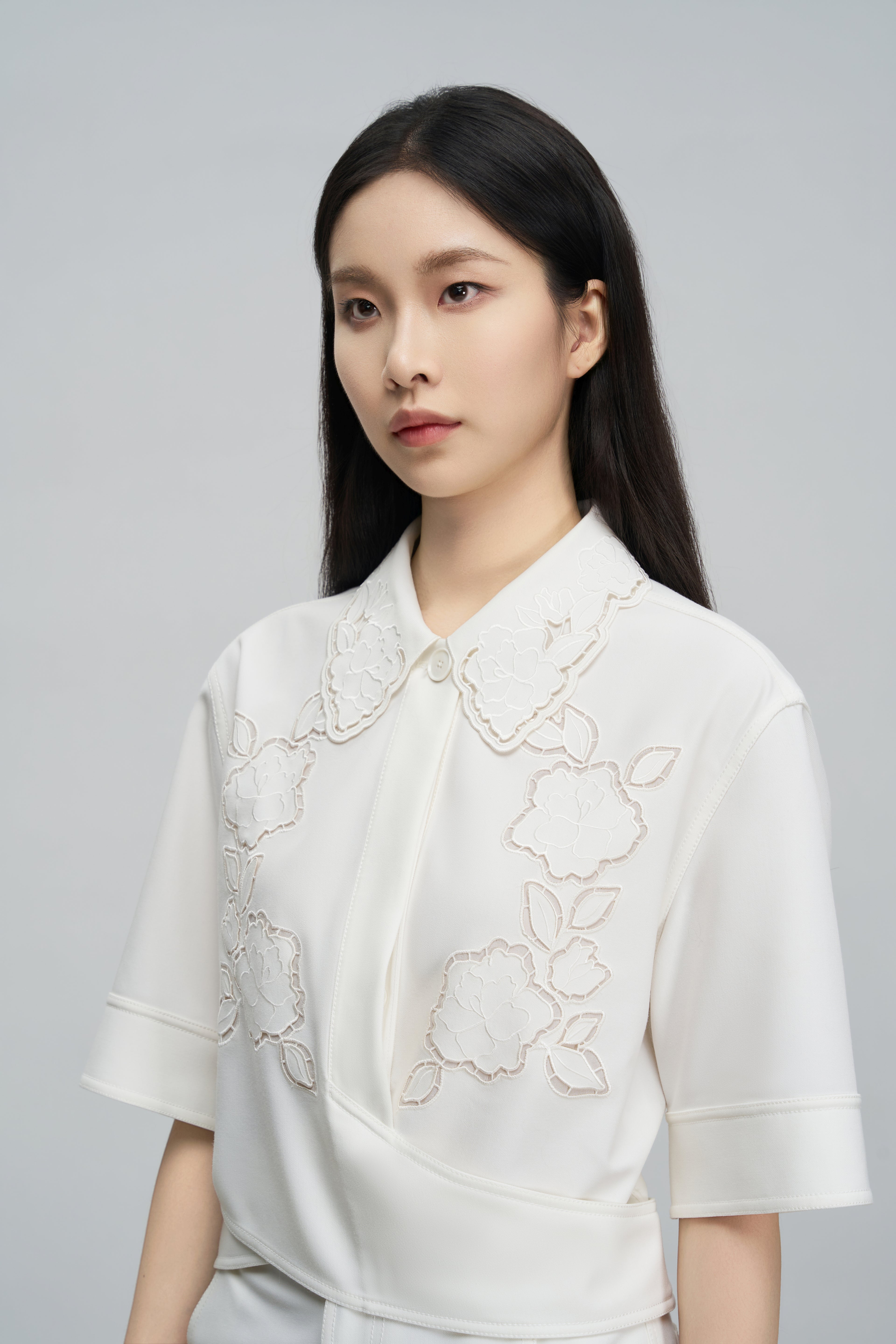 Cutout Embroidered Blouse