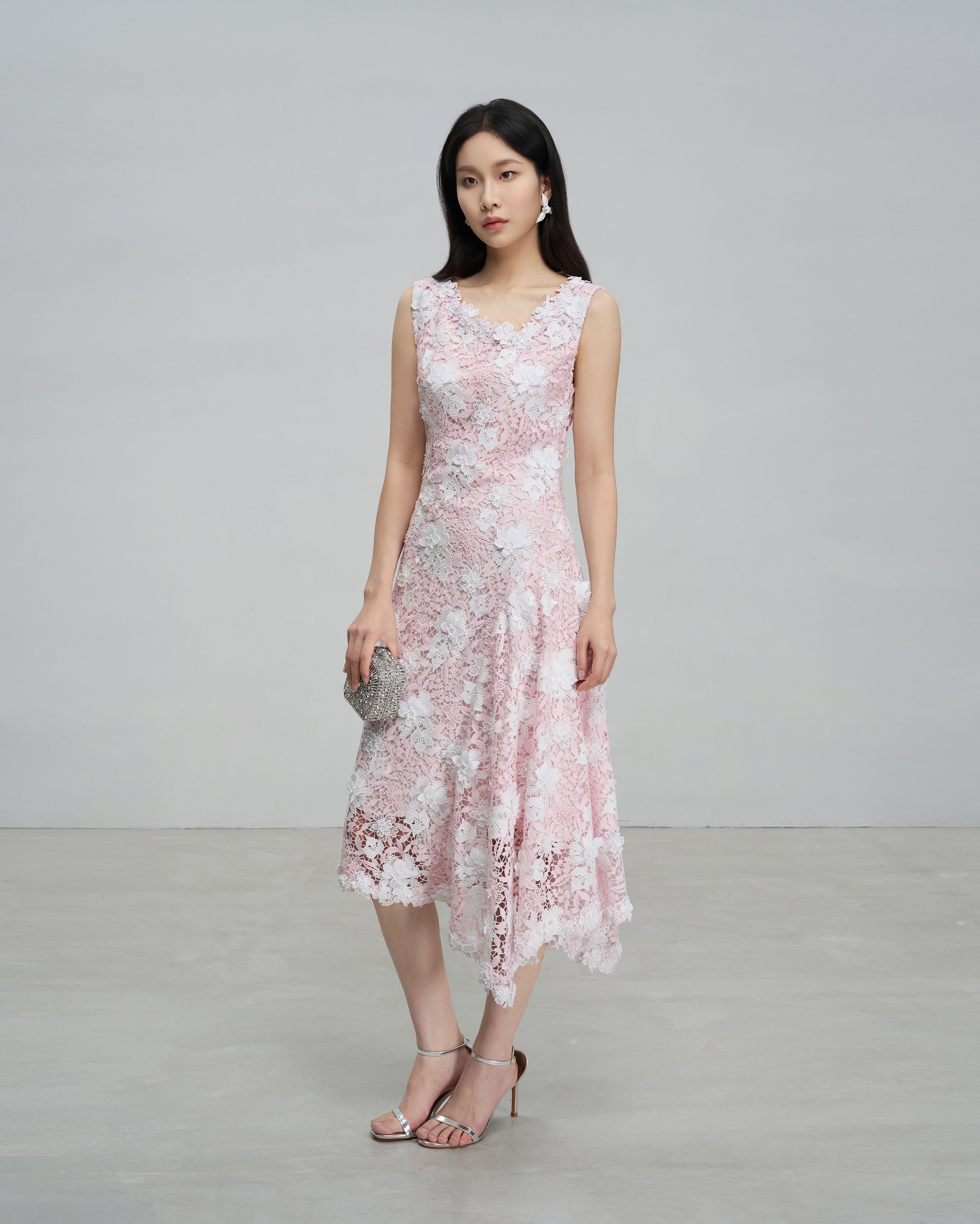 Pink Asymmetric Hem Dress