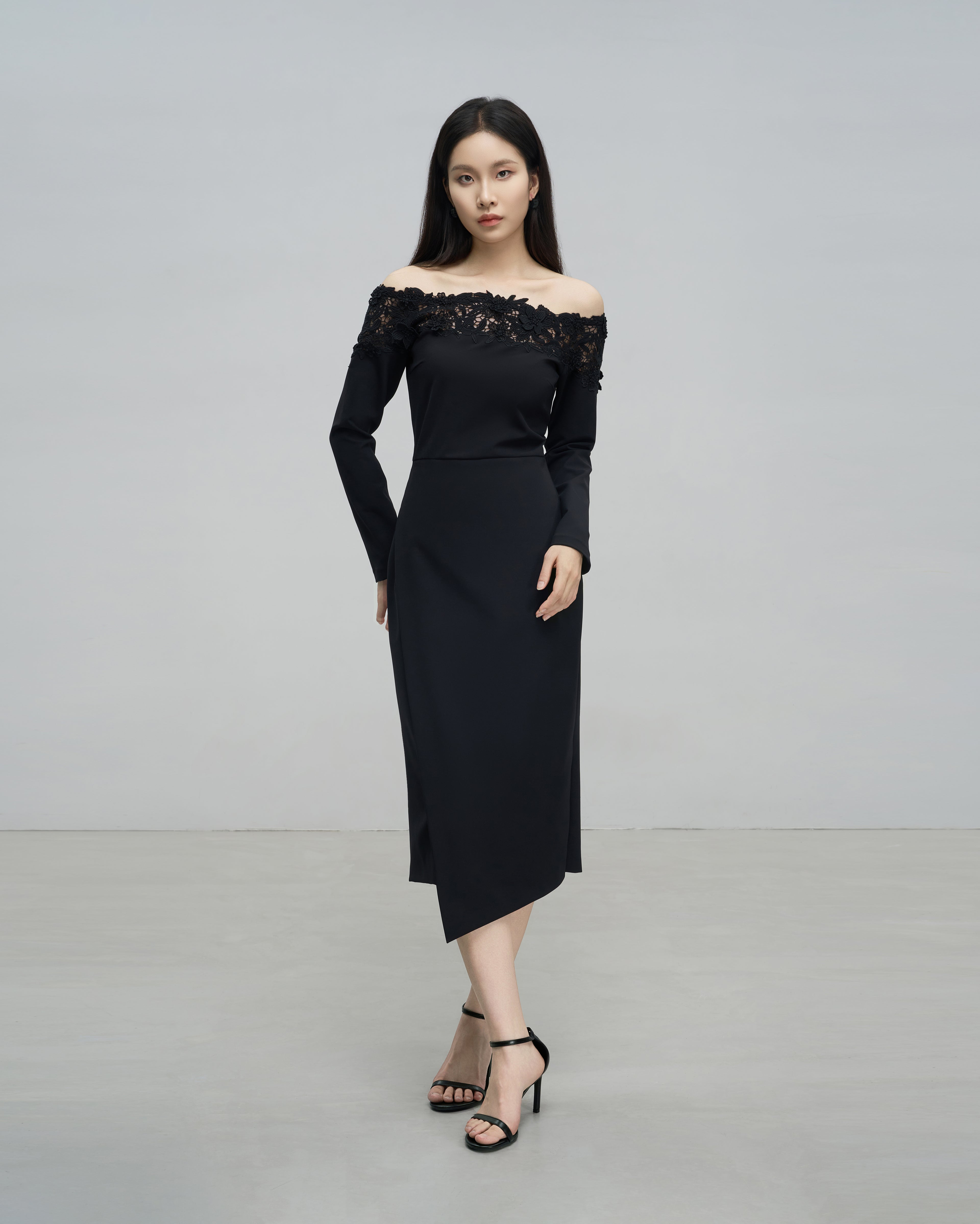 Off-the-Shoulder Lace Embroidered Dress