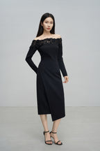 Off-the-Shoulder Lace Embroidered Dress
