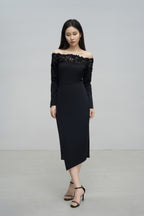 Off-the-Shoulder Lace Embroidered Dress