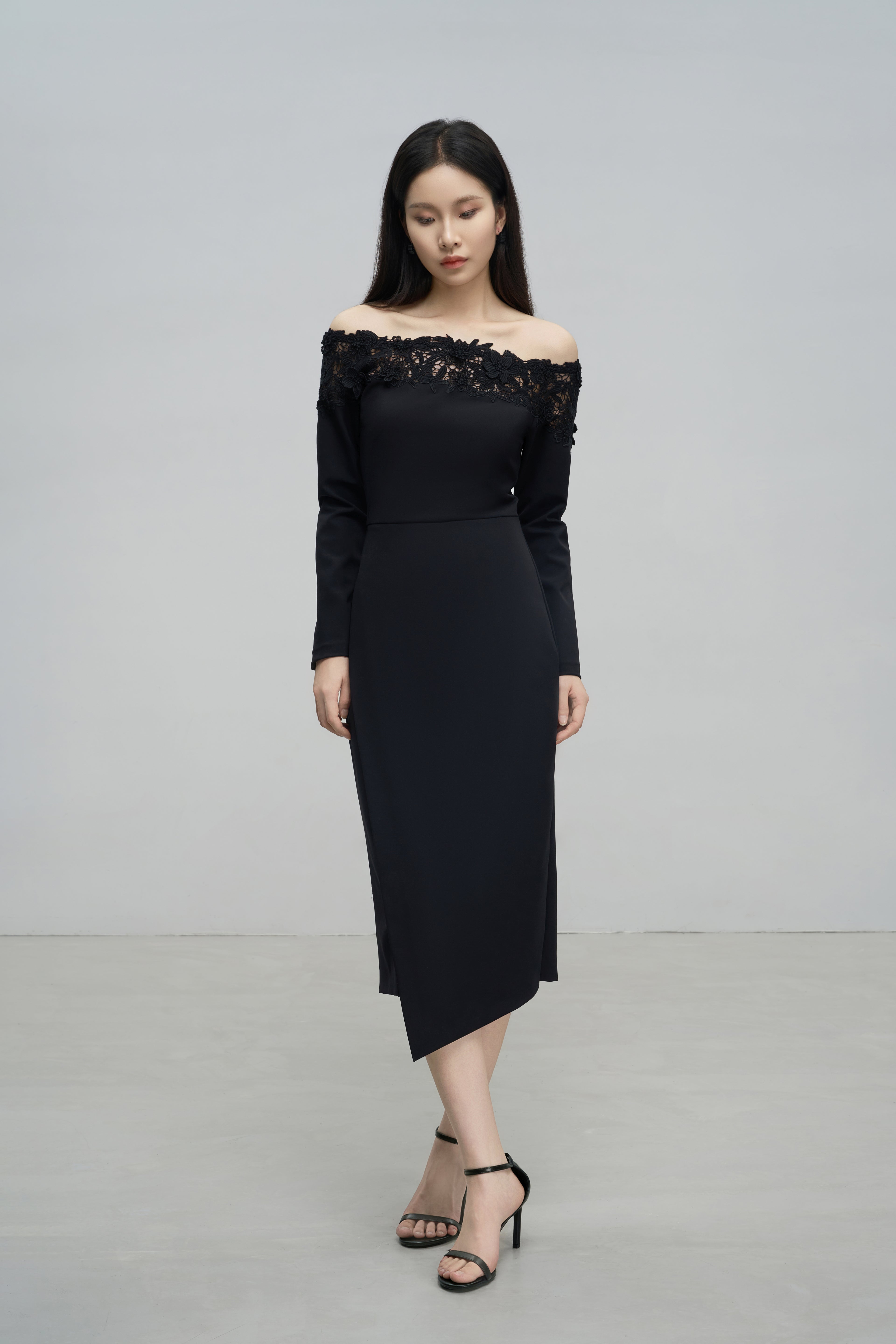 Off-the-Shoulder Lace Embroidered Dress
