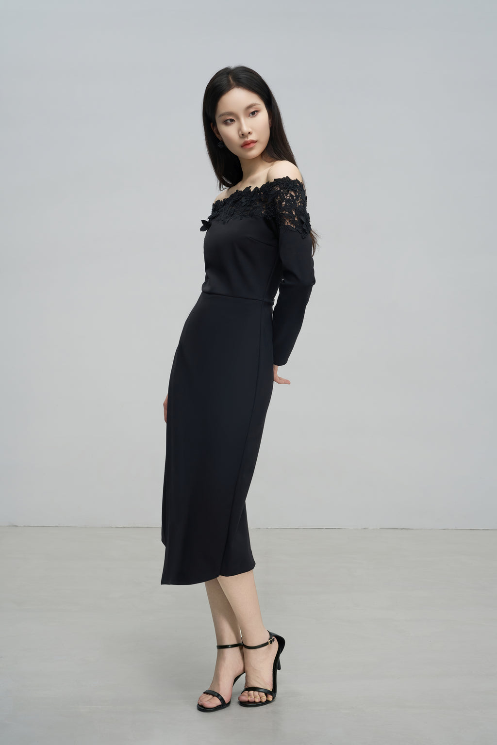 Off-the-Shoulder Lace Embroidered Dress
