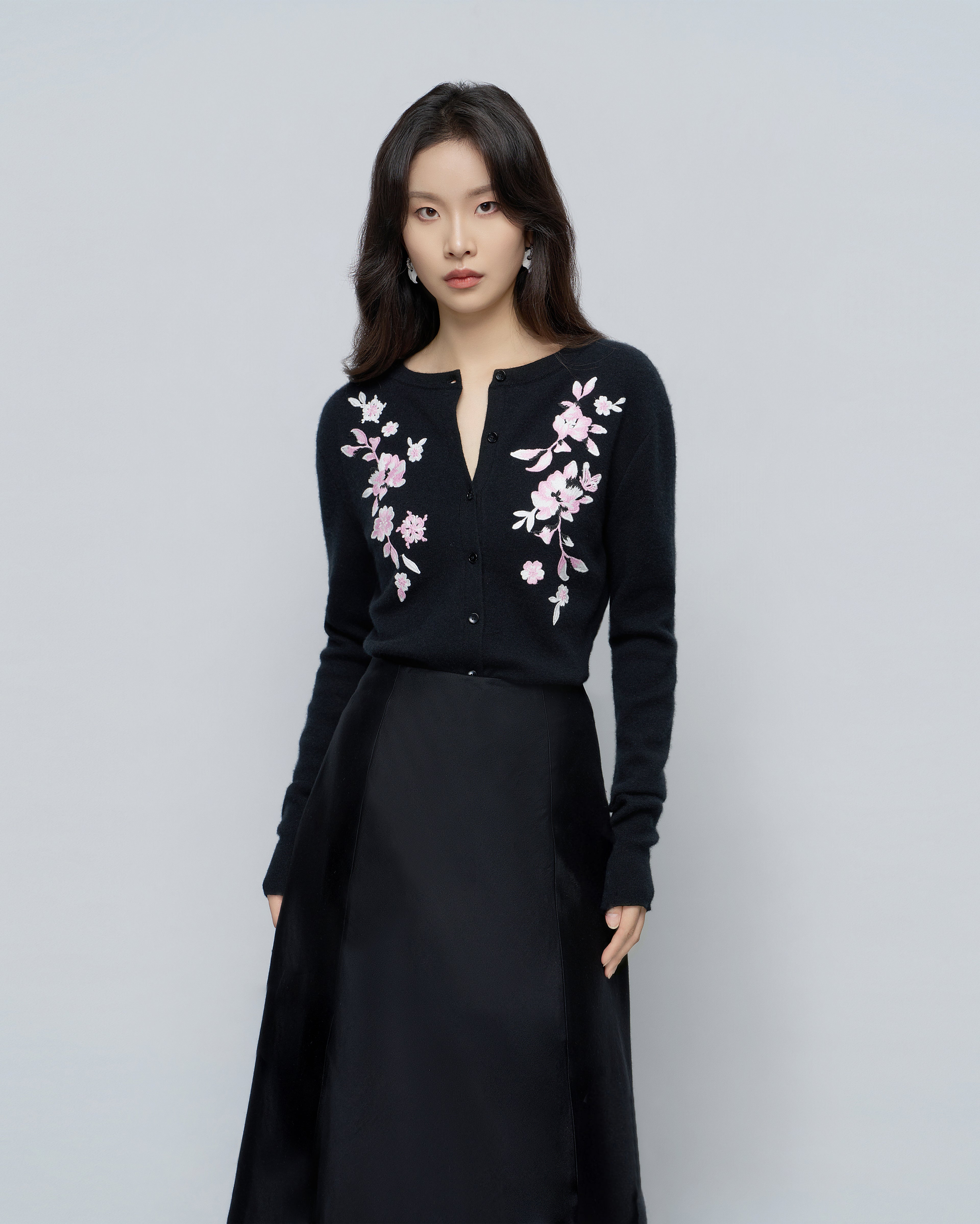 Two-Tone Embroidered Cardigan