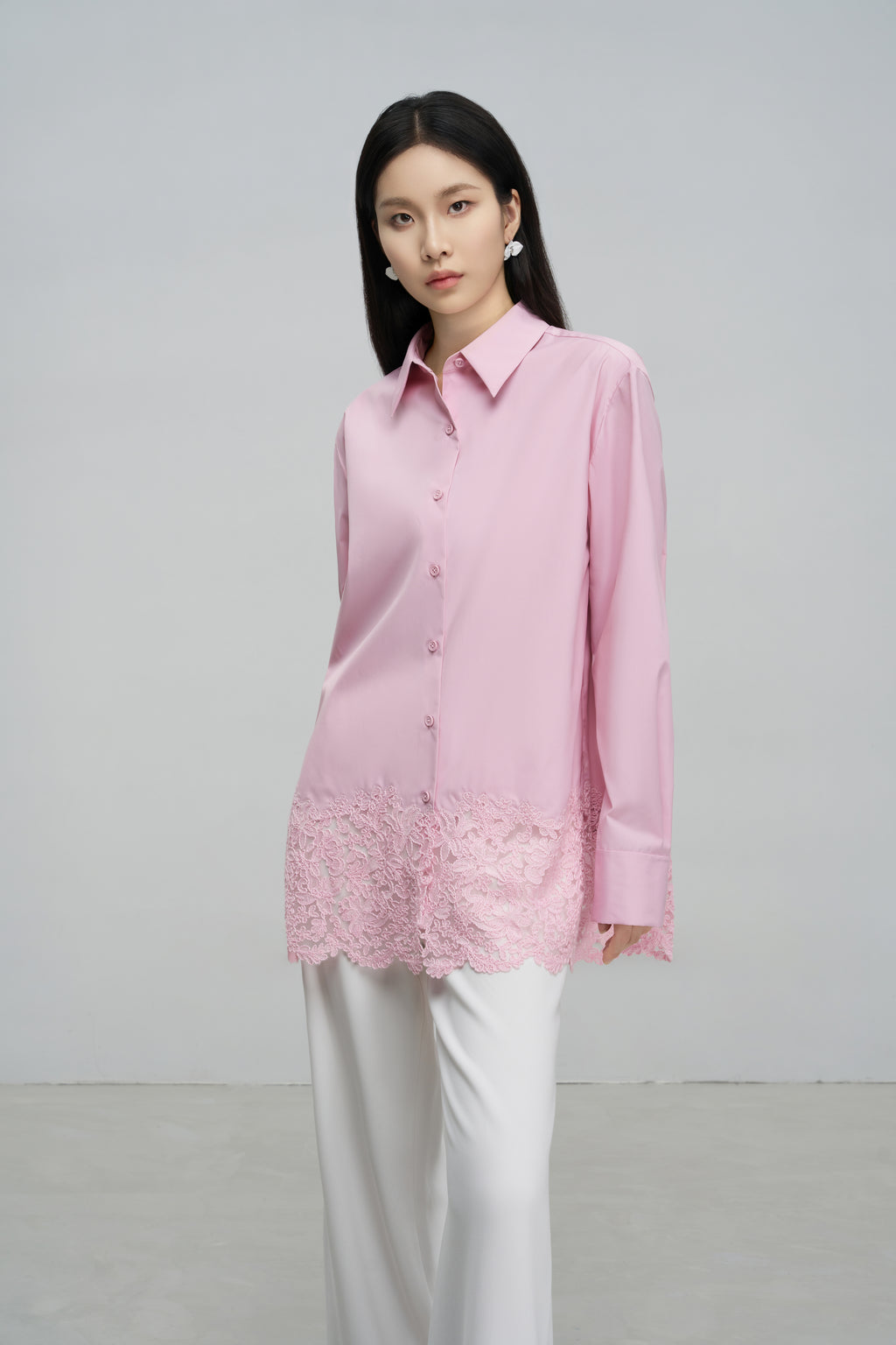 Lace-Panelled Blouse