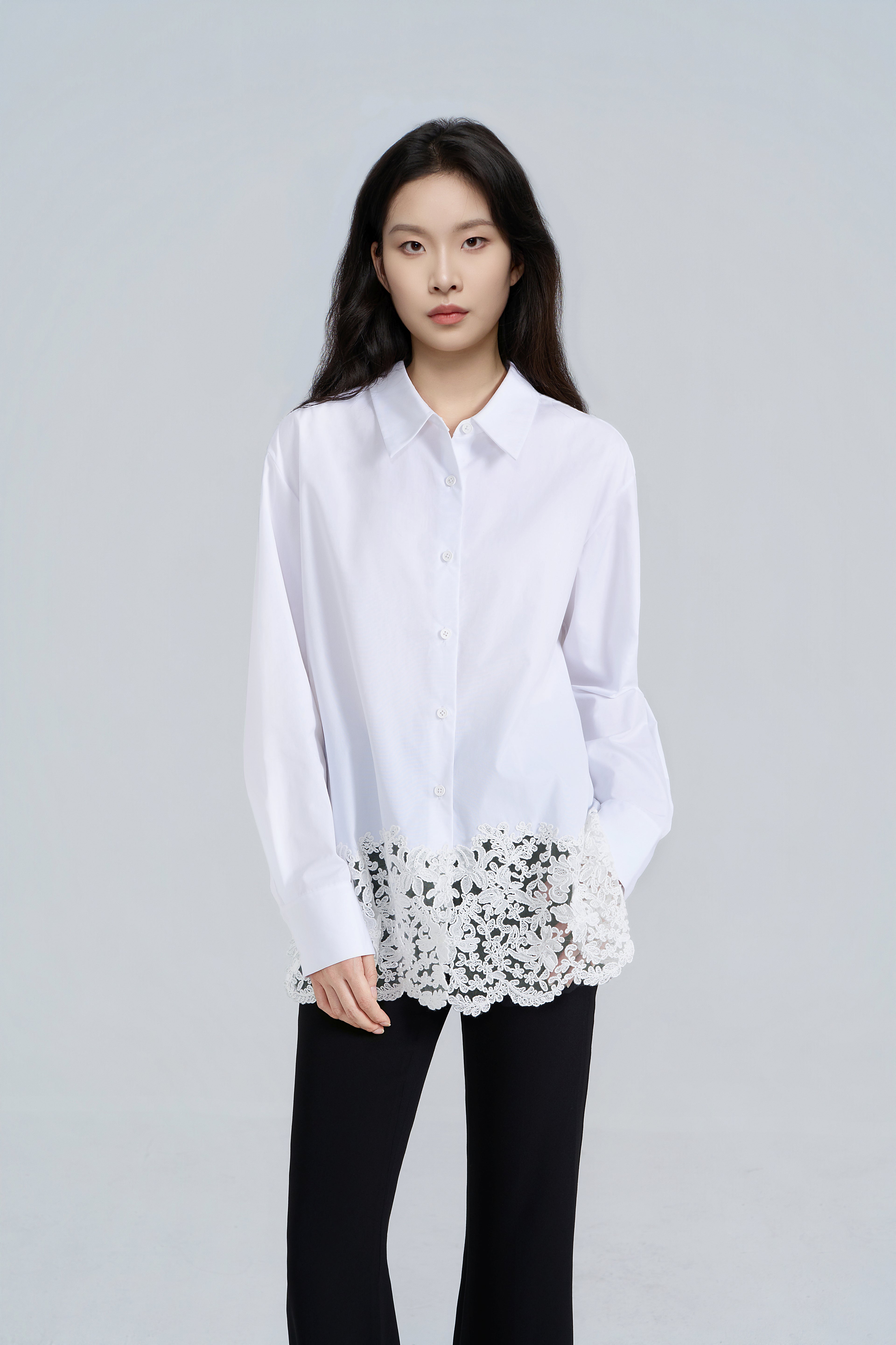 Lace-Panelled Blouse