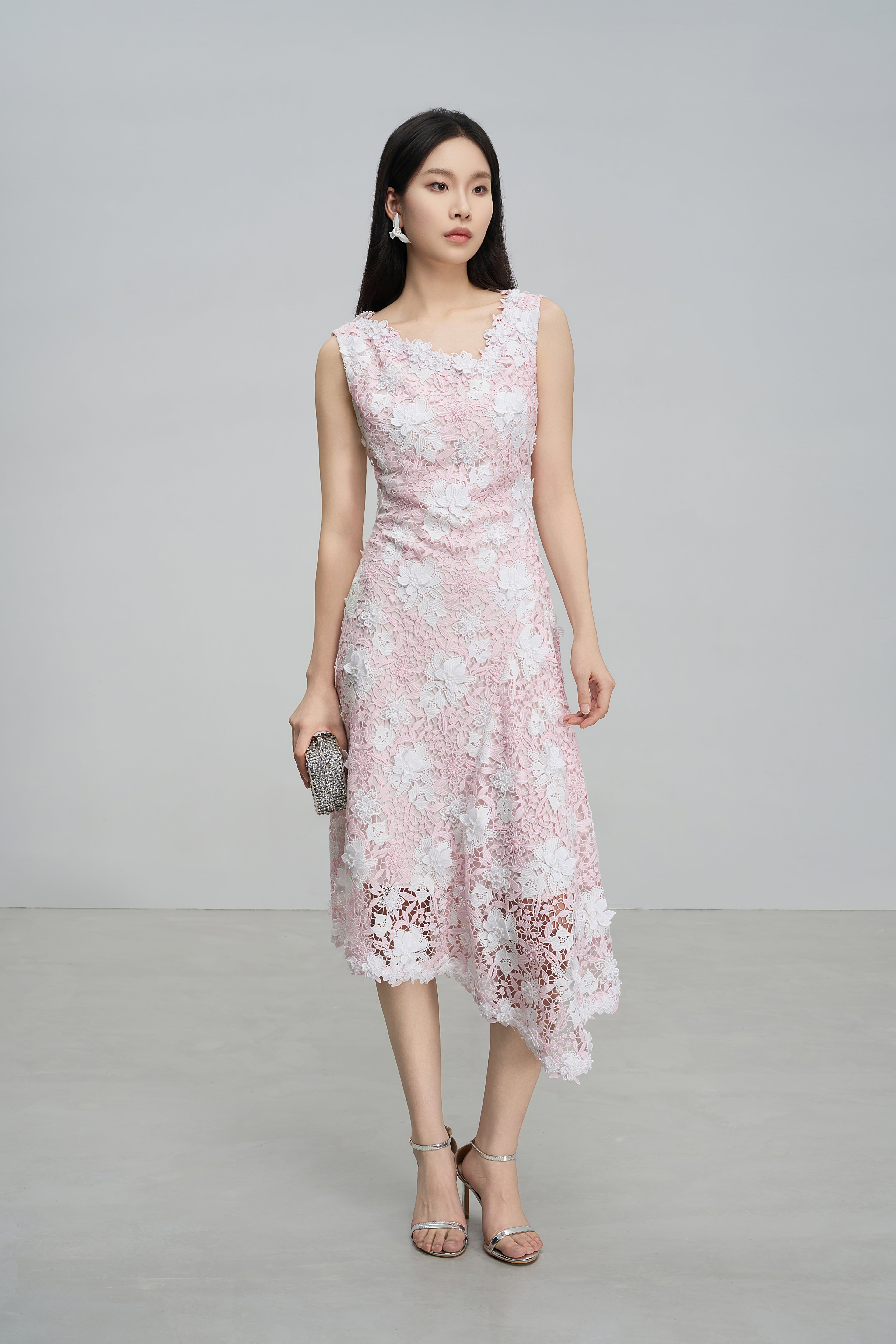 Pink Asymmetric Hem Dress
