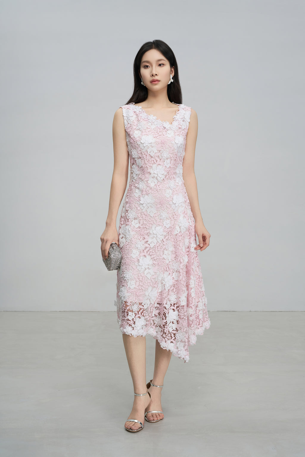 Pink Asymmetric Hem Dress
