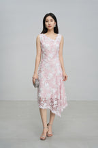 Pink Asymmetric Hem Dress