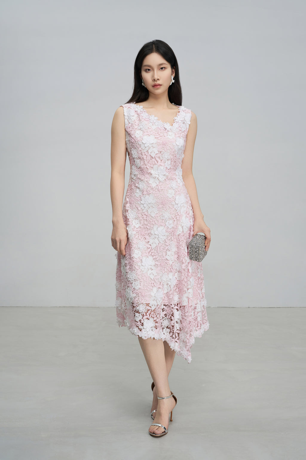 Pink Asymmetric Hem Dress