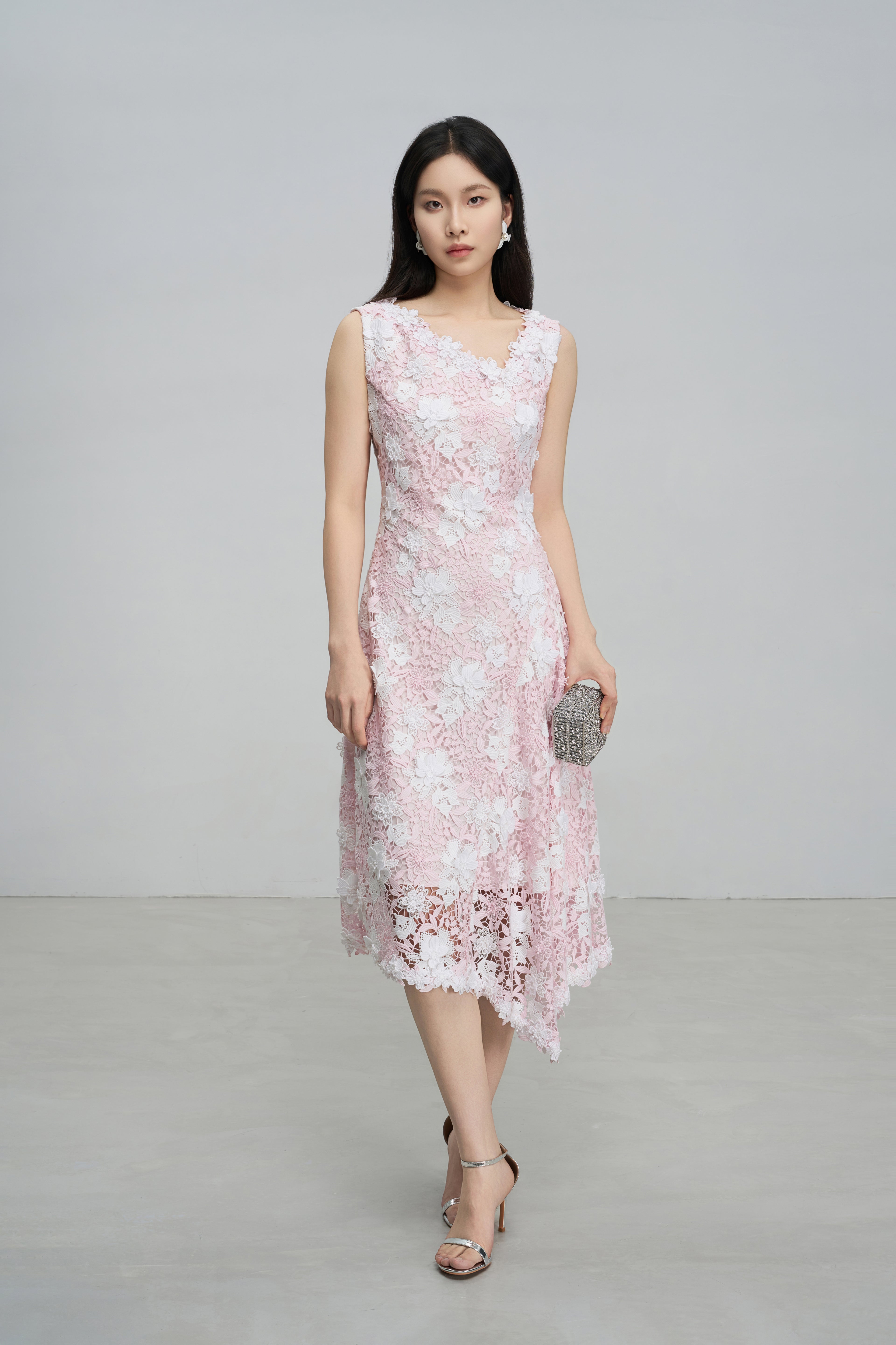Pink Asymmetric Hem Dress
