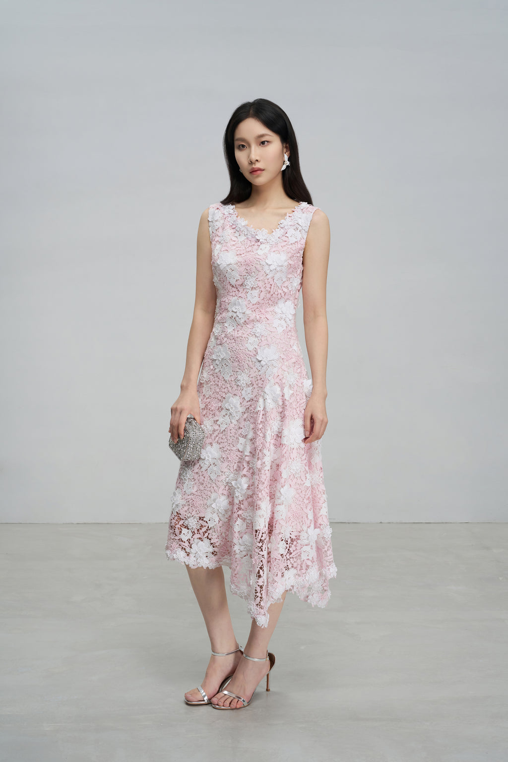 Pink Asymmetric Hem Dress