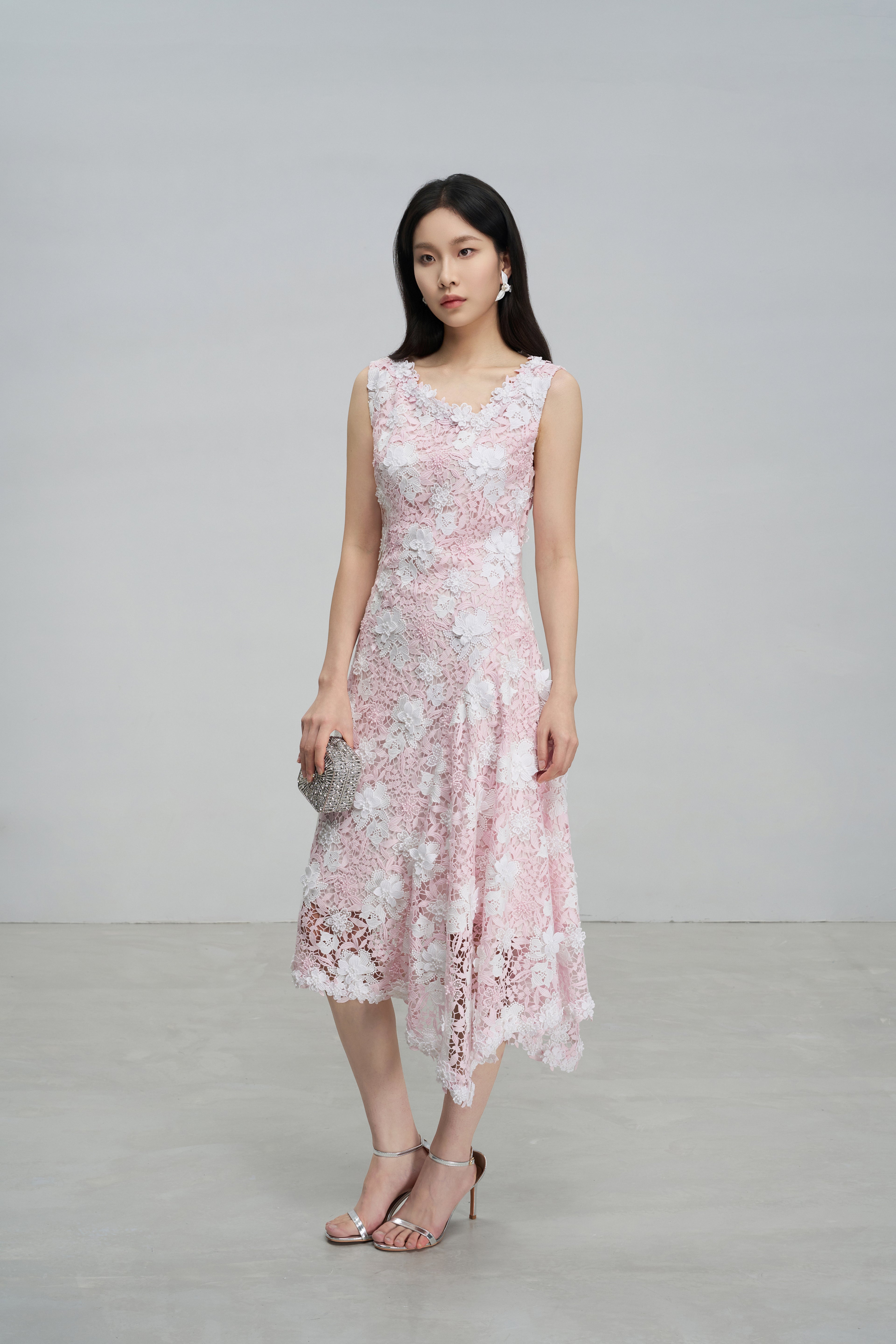 Pink Asymmetric Hem Dress