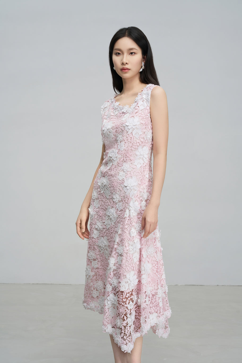 Pink Asymmetric Hem Dress