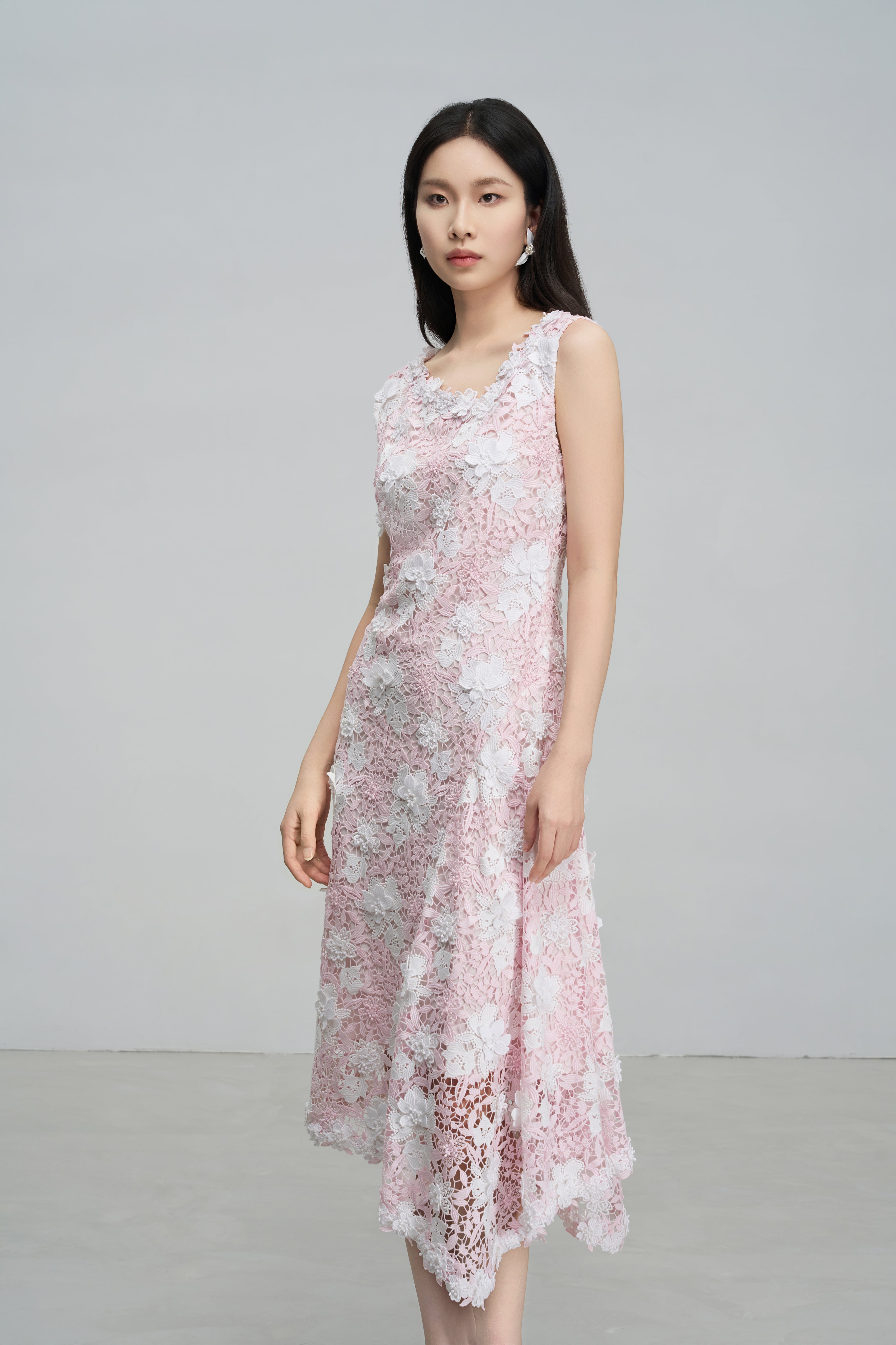 Pink Asymmetric Hem Dress