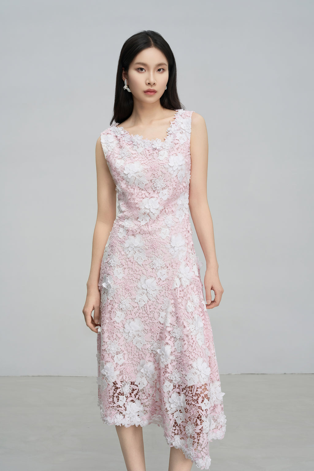 Pink Asymmetric Hem Dress